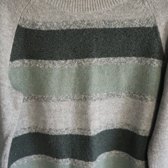 Denver Hayes Women's Sz Lrg Grey Striped Stretch Ribbed Crew Pullover‎ Sweater - Picture 7 of 12